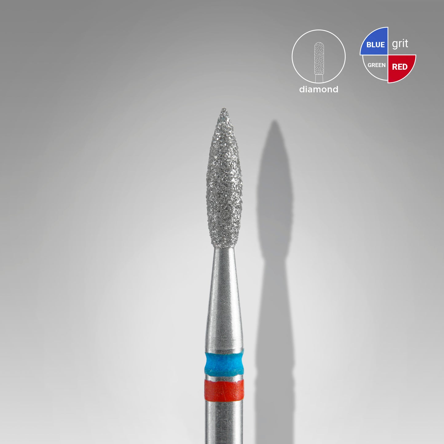 Punta diamantata per chiodi DUO fiamma rosso-blu EXPERT diametro testa 2,1 mm / parte lavorante 8 mm