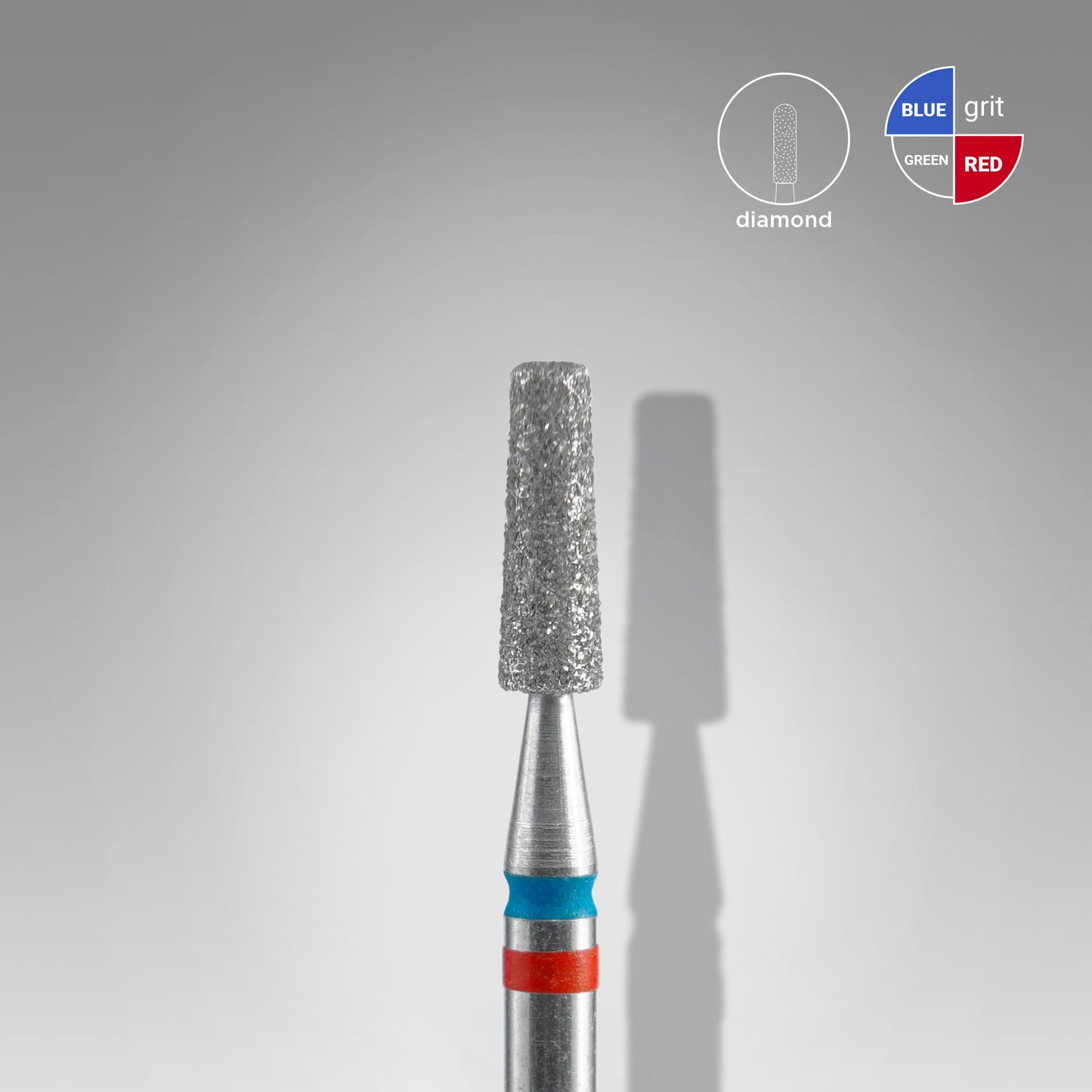 Punta diamantata per chiodi DUO cono rosso-blu EXPERT diametro testa 2,5 mm / parte lavorante 8 mm