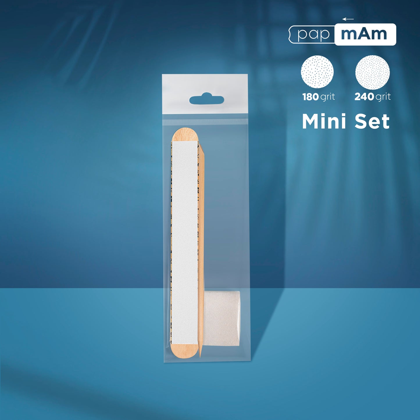 Set monouso EXPERT 30 (papmAm Mix su base di legno grana 100/180, tampone grana 180/240, bastoncino arancione 110 mm)