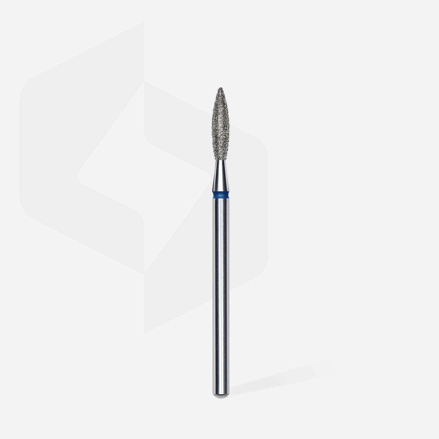 10 pezzi Fresa diamantata a fiamma, blue, diametro 2.3 mm, terminale di lavoro 10 mm