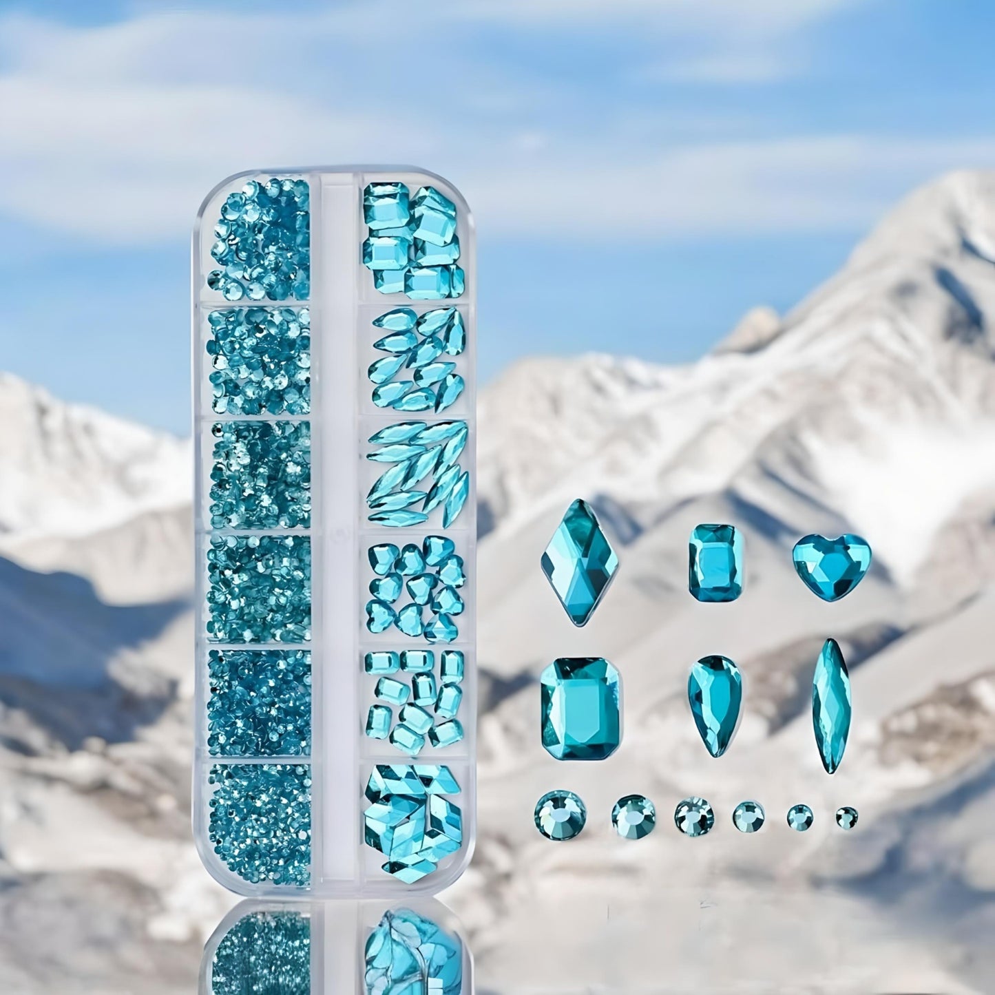 Set di Strass Turchesi per Unghie "Turquoise Sparkle Shapes" 002