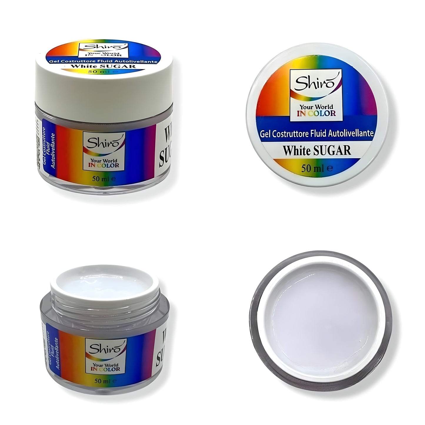 KIT WHITE SUGAR 001 – Gel Costruttore Autolivellante 50ml + Gel Polish Finish 12ml - HEMA & TPO FREE