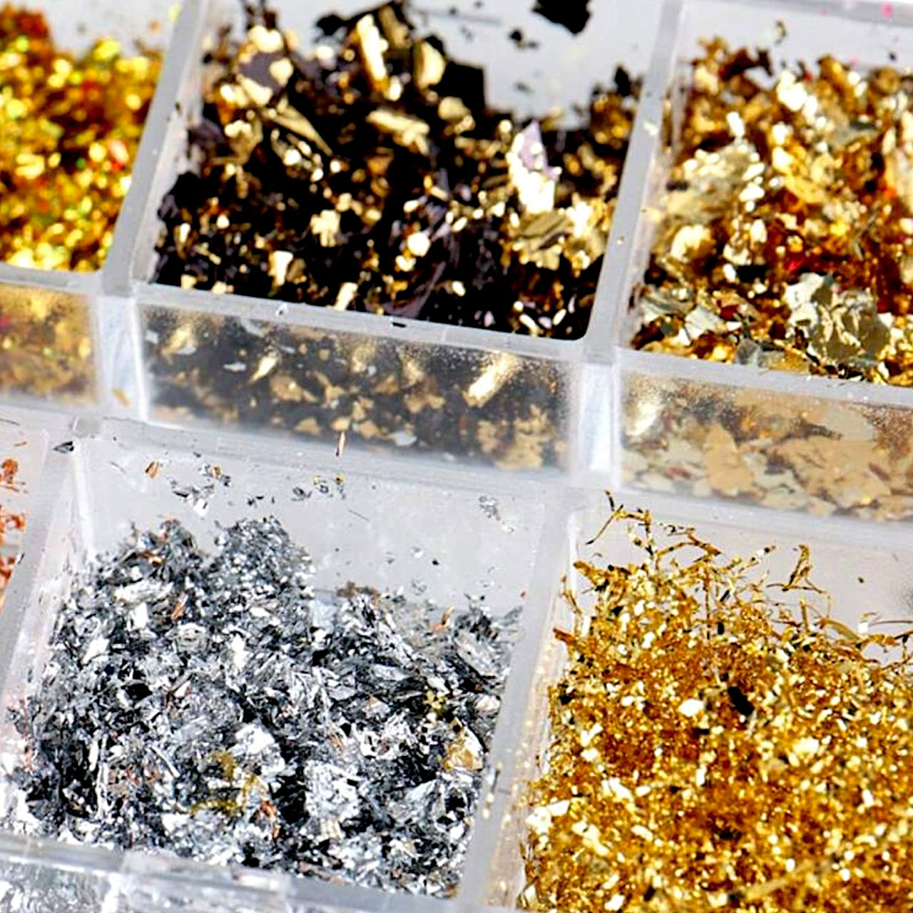 Fiocchi di foglia per unghie Luxury Foil – effetto oro e argento C01