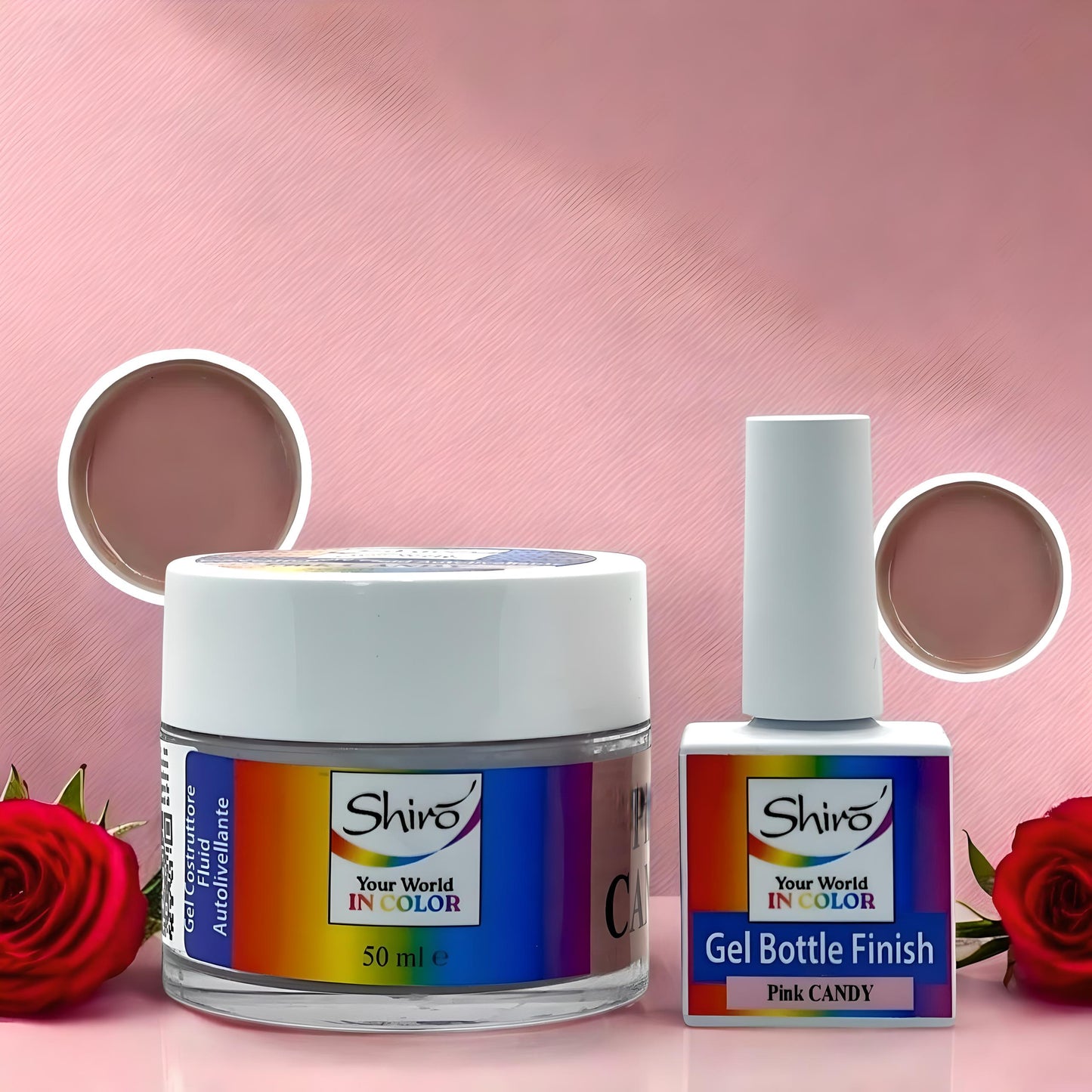 KIT PINK CANDY 004 – Gel Costruttore Autolivellante 50ml + Gel Polish Finish 12ml - HEMA & TPO FREE