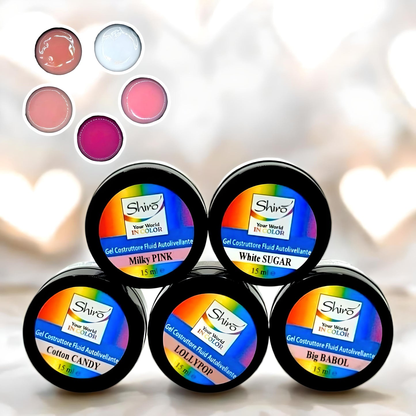 Kit Gel Costruttori Fluid Autolivellanti "Rosa Collection" - HEMA & TPO FREE - 5 x 15 ml