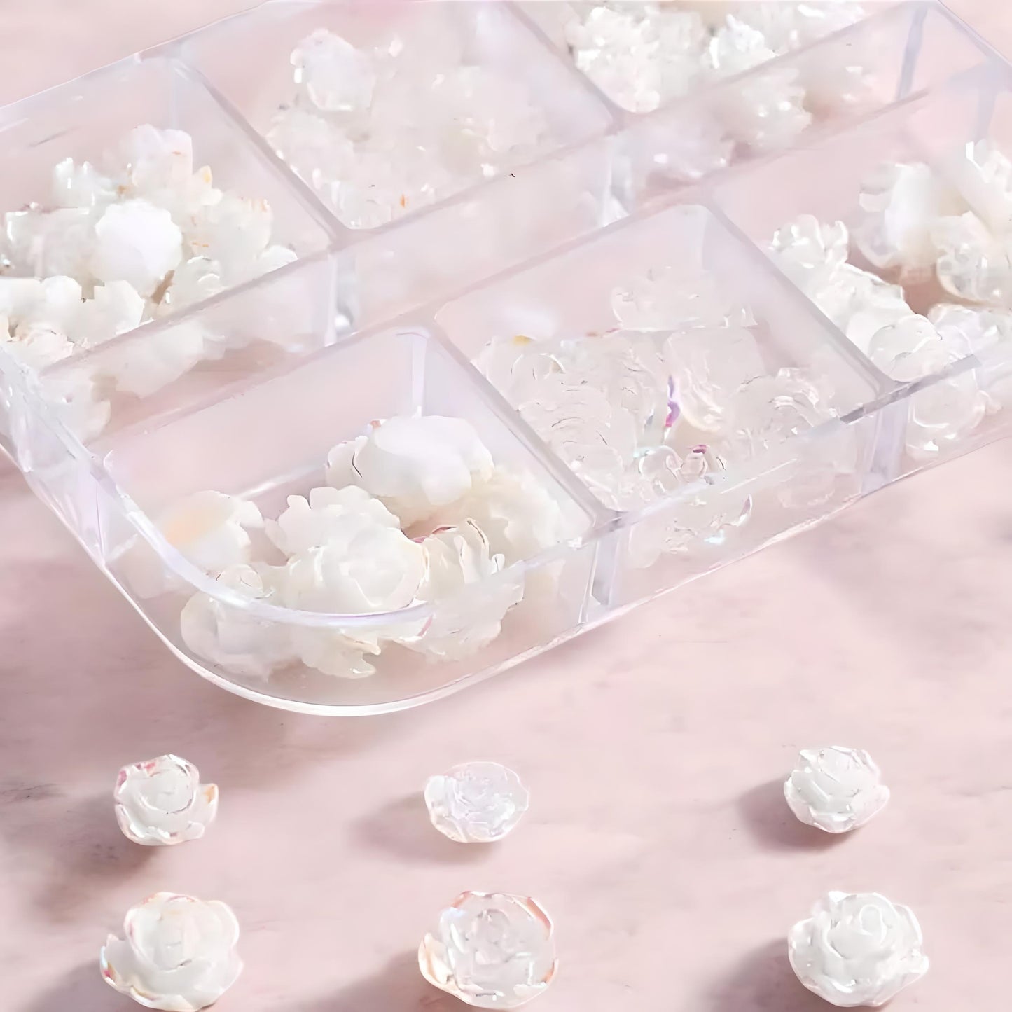 Rose Camelie 3D per Nail Art – Colore Bianco F06