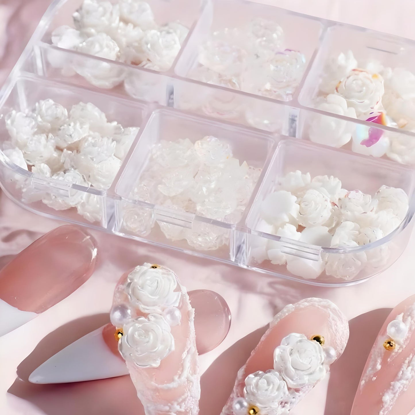 Rose Camelie 3D per Nail Art – Colore Bianco F06