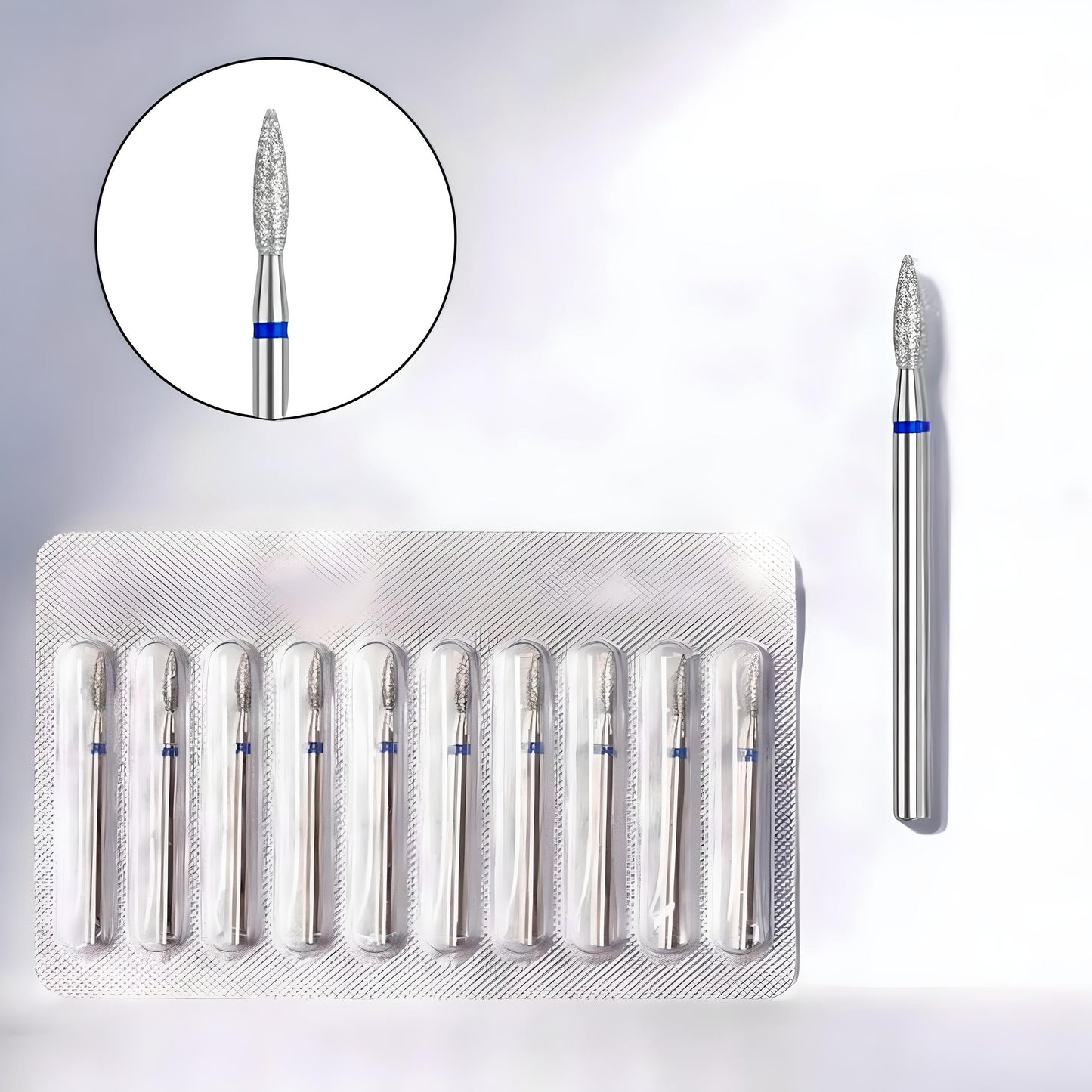 10 Punte Fiamma blu Professionali per Manicure e Pedicure – Per Rimozione della Pelle Indurita