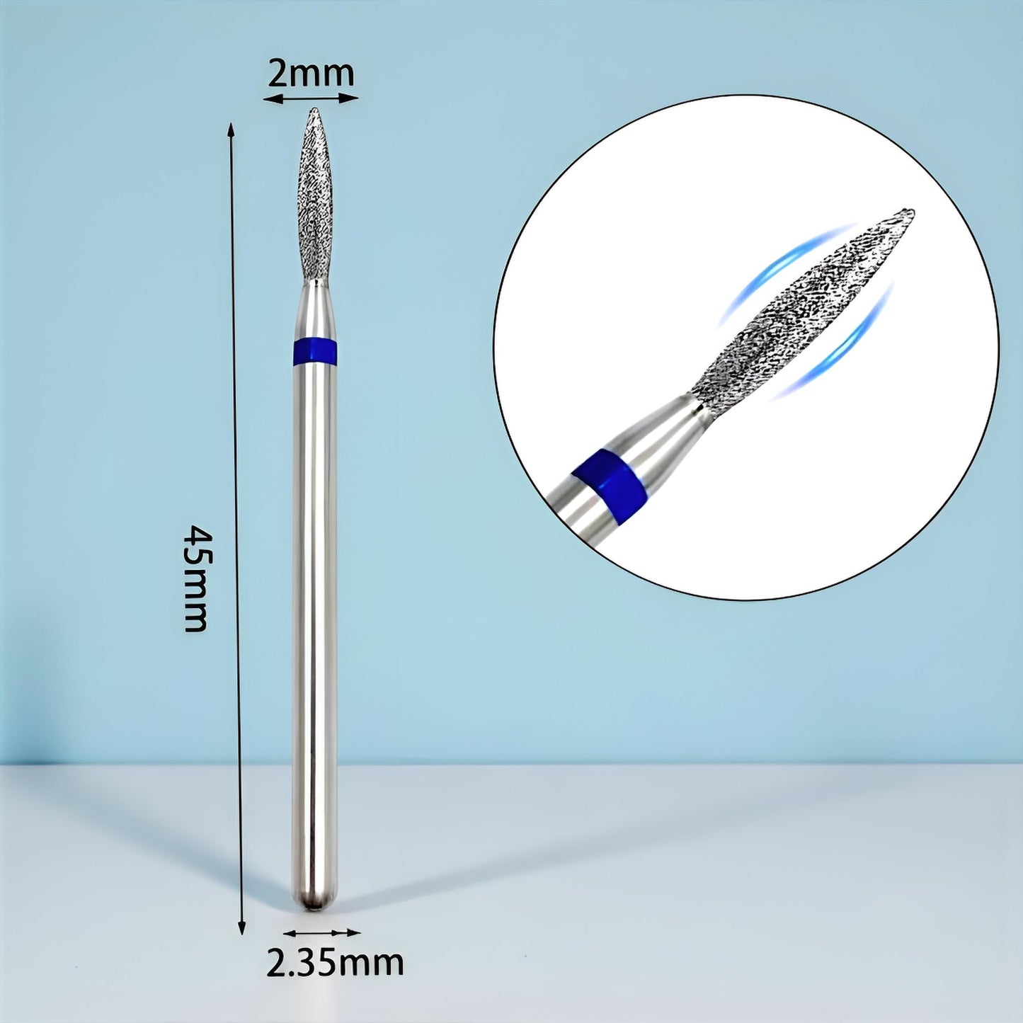 Punta Fiamma Blue 2 mm singola — diamantata, ipoallergenica
