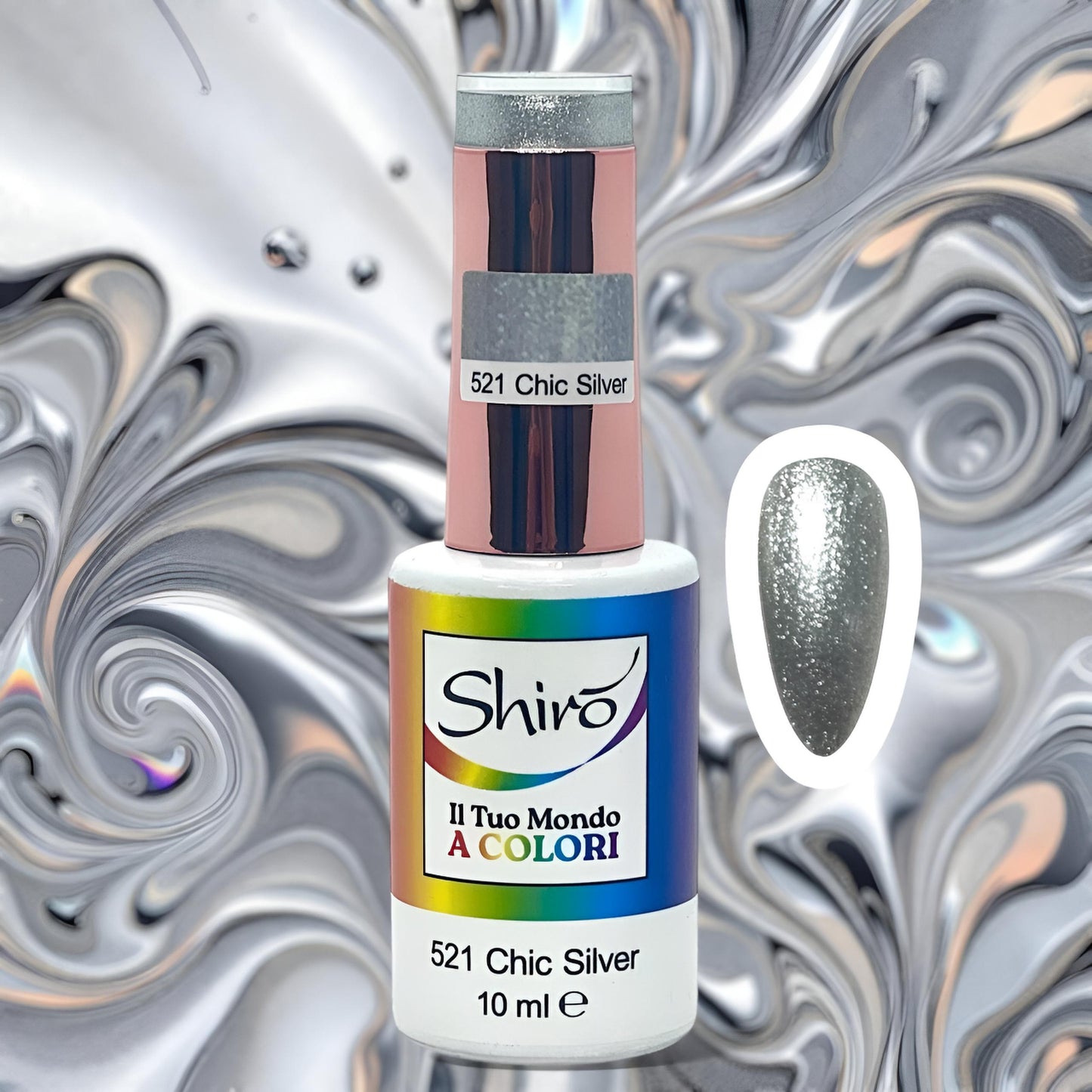 Gel Polish 521 Chic Silver (con glitter) - TPO FREE - 10ml