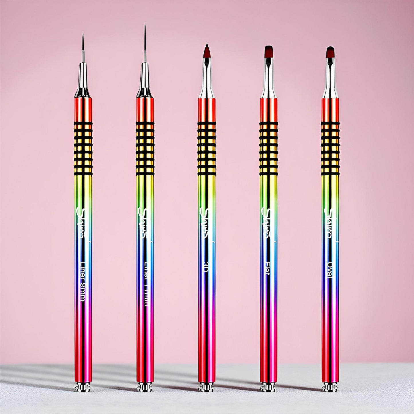 Kit di 5 Pennelli Professionali Per Nail Design e Ricostruzione Unghie