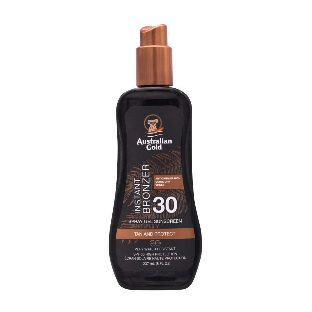 Australian Gold SPF30 Instant Bronzer Spray Gel Sunscreen 237ml