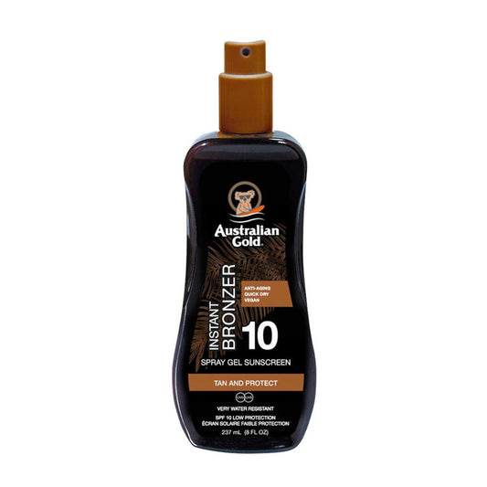 Australian Gold SPF10 Instant Bronzer Spray Gel Sunscreen 237ml