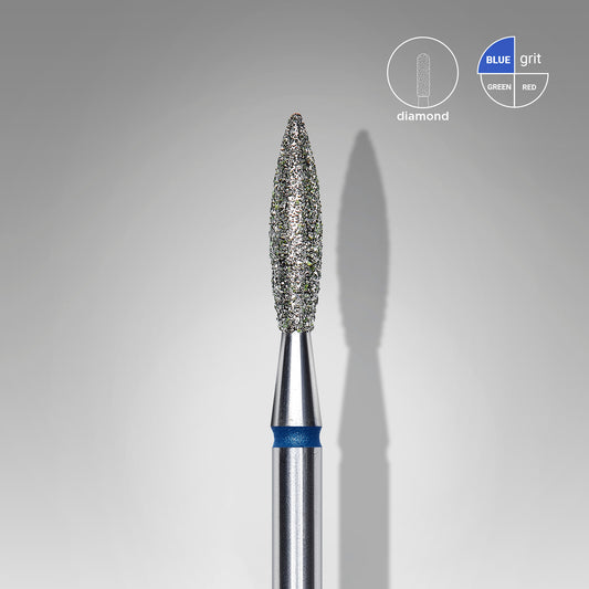10 pezzi Fresa diamantata a fiamma, blue, diametro 2.3 mm, terminale di lavoro 10 mm