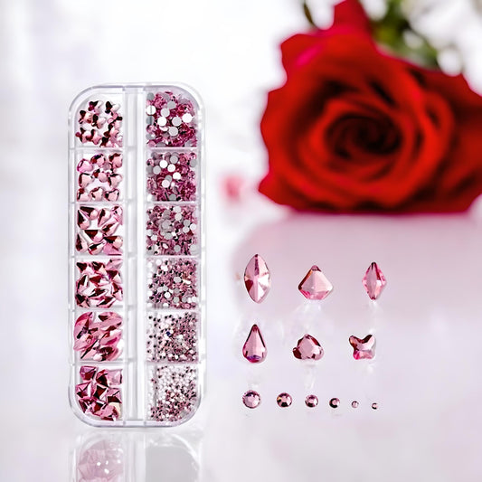 Set di Strass Rosa per Unghie "Pink Sparkle Shapes" 007