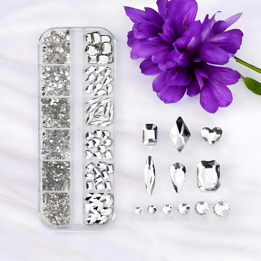 Set di Strass Argento per Unghie "Silver Sparkle Shapes" 006