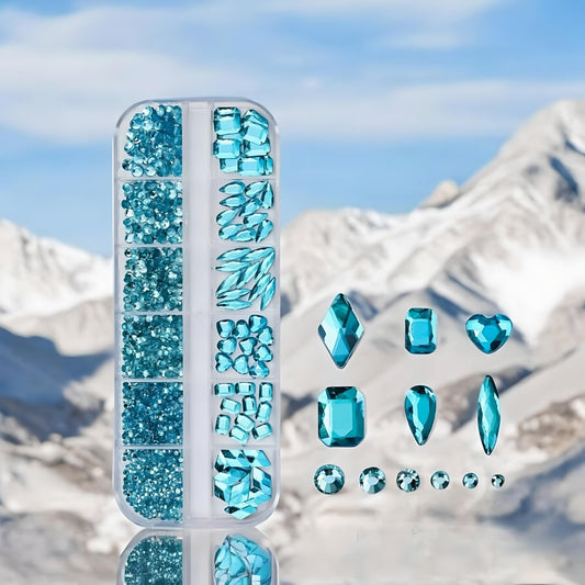 Set di Strass Turchesi per Unghie "Turquoise Sparkle Shapes" 002