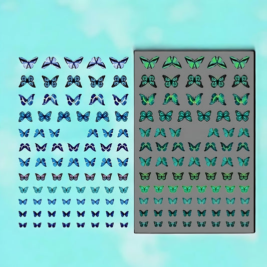 Adesivi per unghie 3D luminosi "Mystic Butterflies" 3pz. AD 03