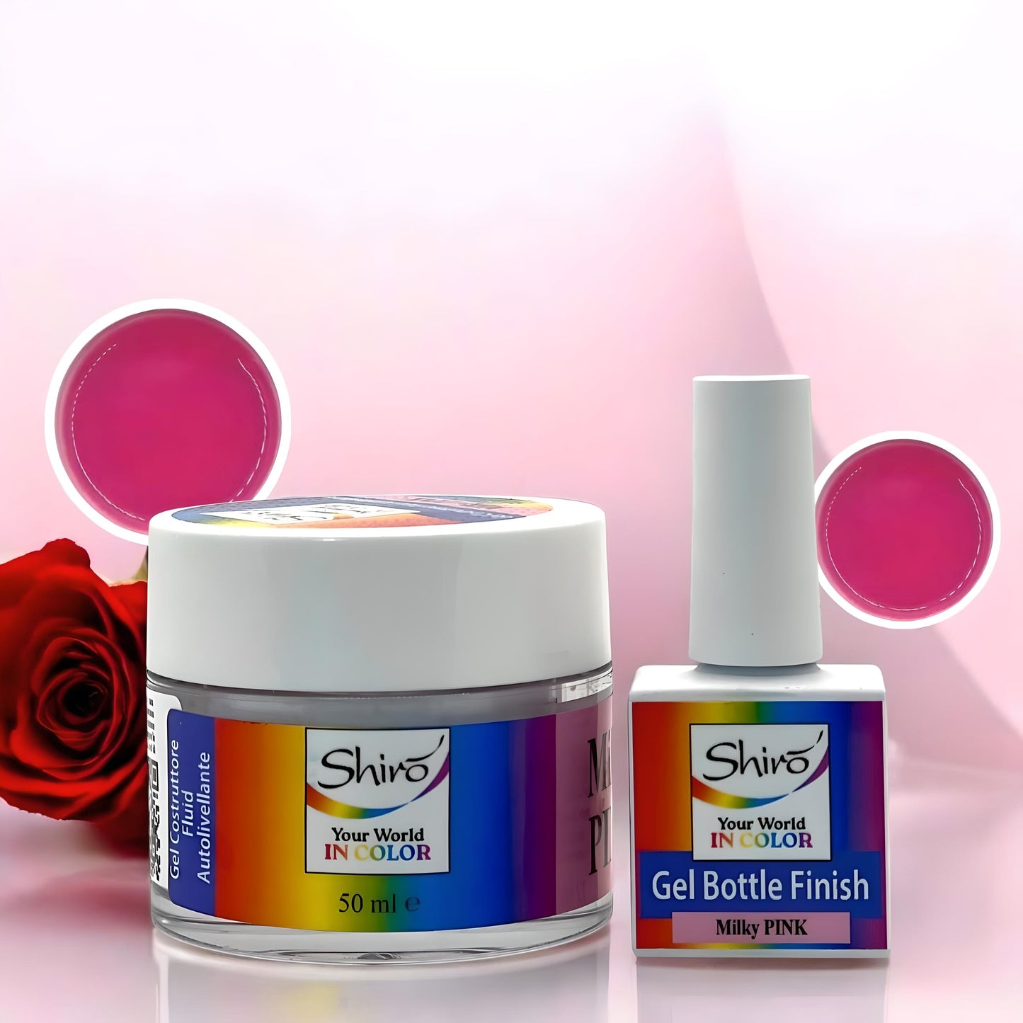 KIT MILKY PINK 007 – Gel Costruttore Autolivellante 50ml + Gel Polish Finish 12ml - HEMA & TPO FREE