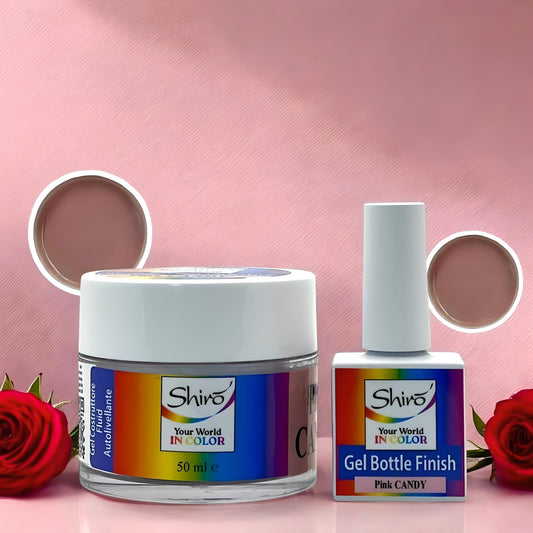 KIT PINK CANDY 004 – Gel Costruttore Autolivellante 50ml + Gel Polish Finish 12ml - HEMA & TPO FREE
