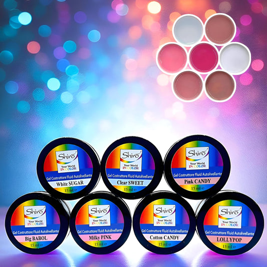 Kit Gel Costruttori Fluid Autolivellanti "Rosa Collection" - HEMA & TPO FREE - 7 x 15 ml