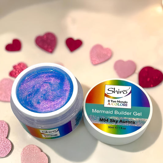 Mermaid Builder Gel M04 Sky Aurora (con glitter) - 30 ml